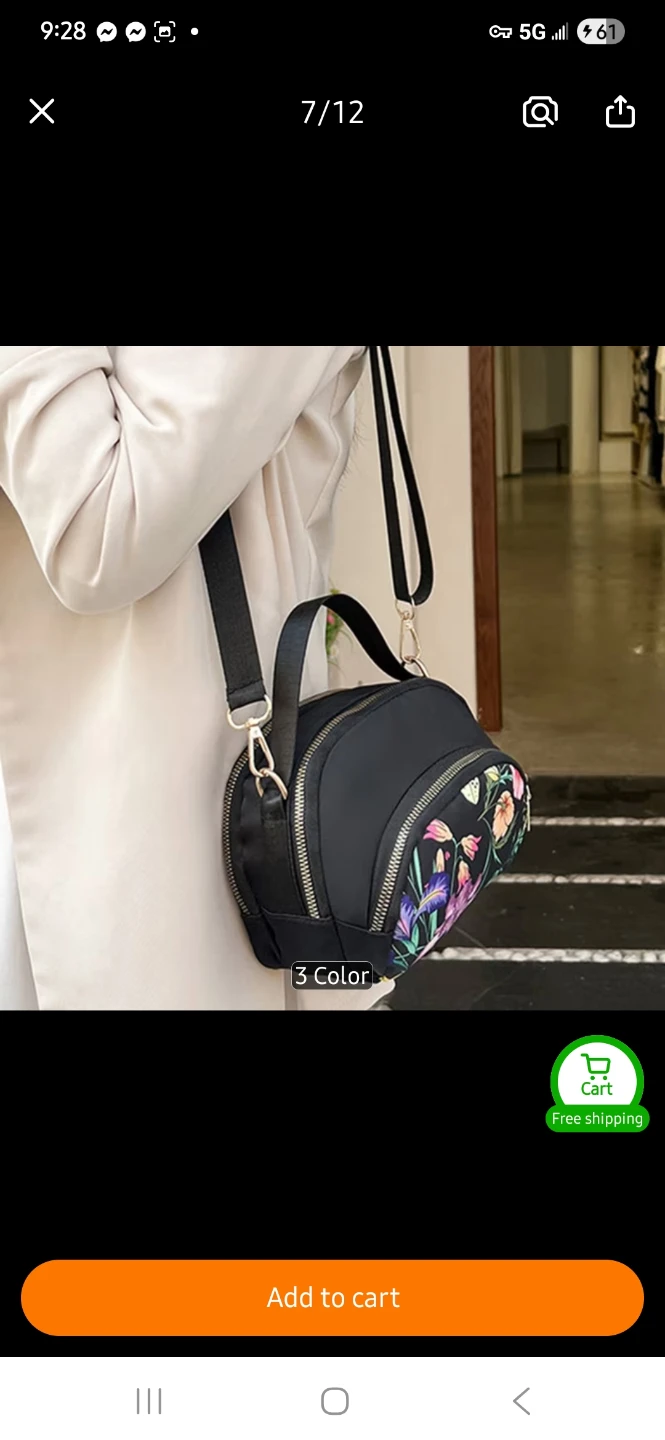 Black Sage Flower Print Crossbody Bag - photo 5