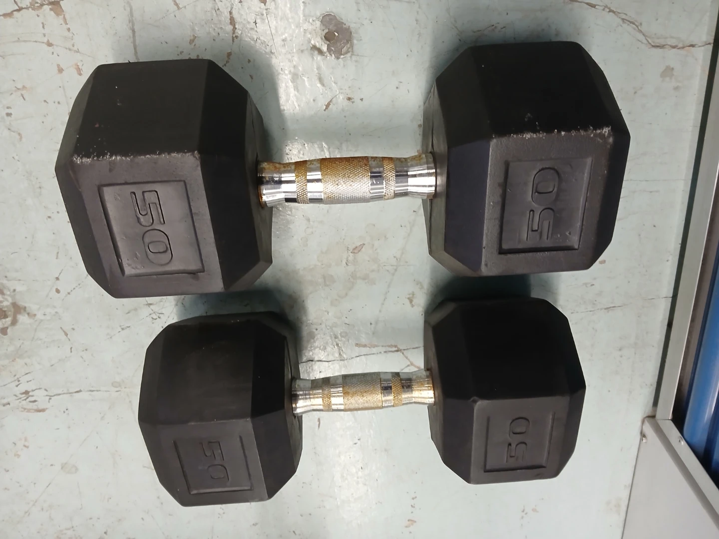 Two 50 lb Hex Dumbbells - photo 3