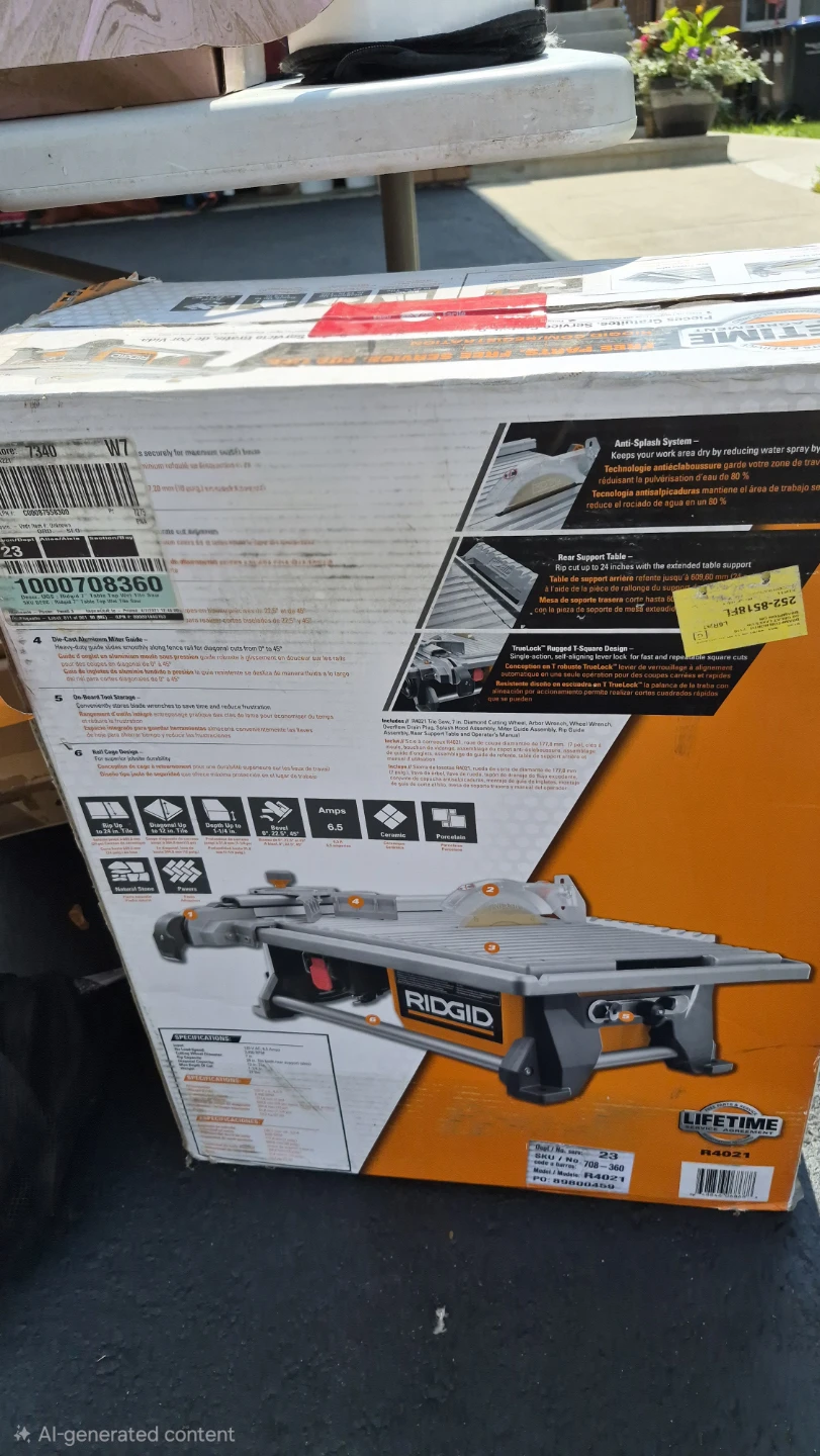 RIDGID 120V 7-Inch Table Top Wet Tile Saw - photo 2