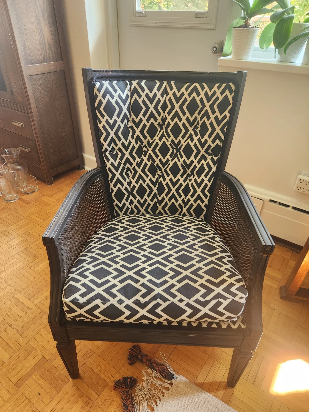 Wood Framed Tuffted Armchair