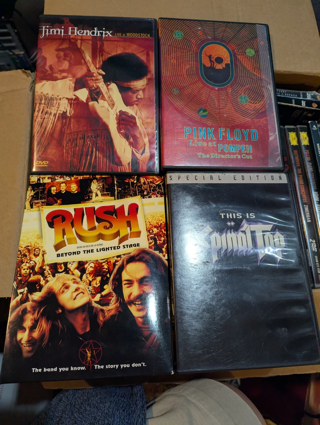 Jimi Hendrix, Rush, Pink Floyd, Spinal Tap DVD's