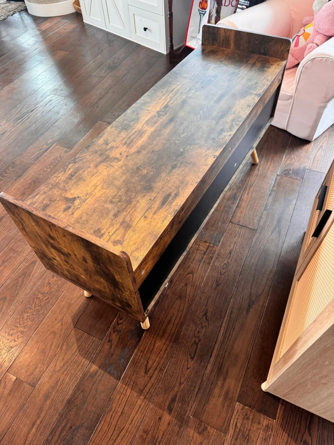Rustic TV Bench  with Drawer and Shelves - photo 4
