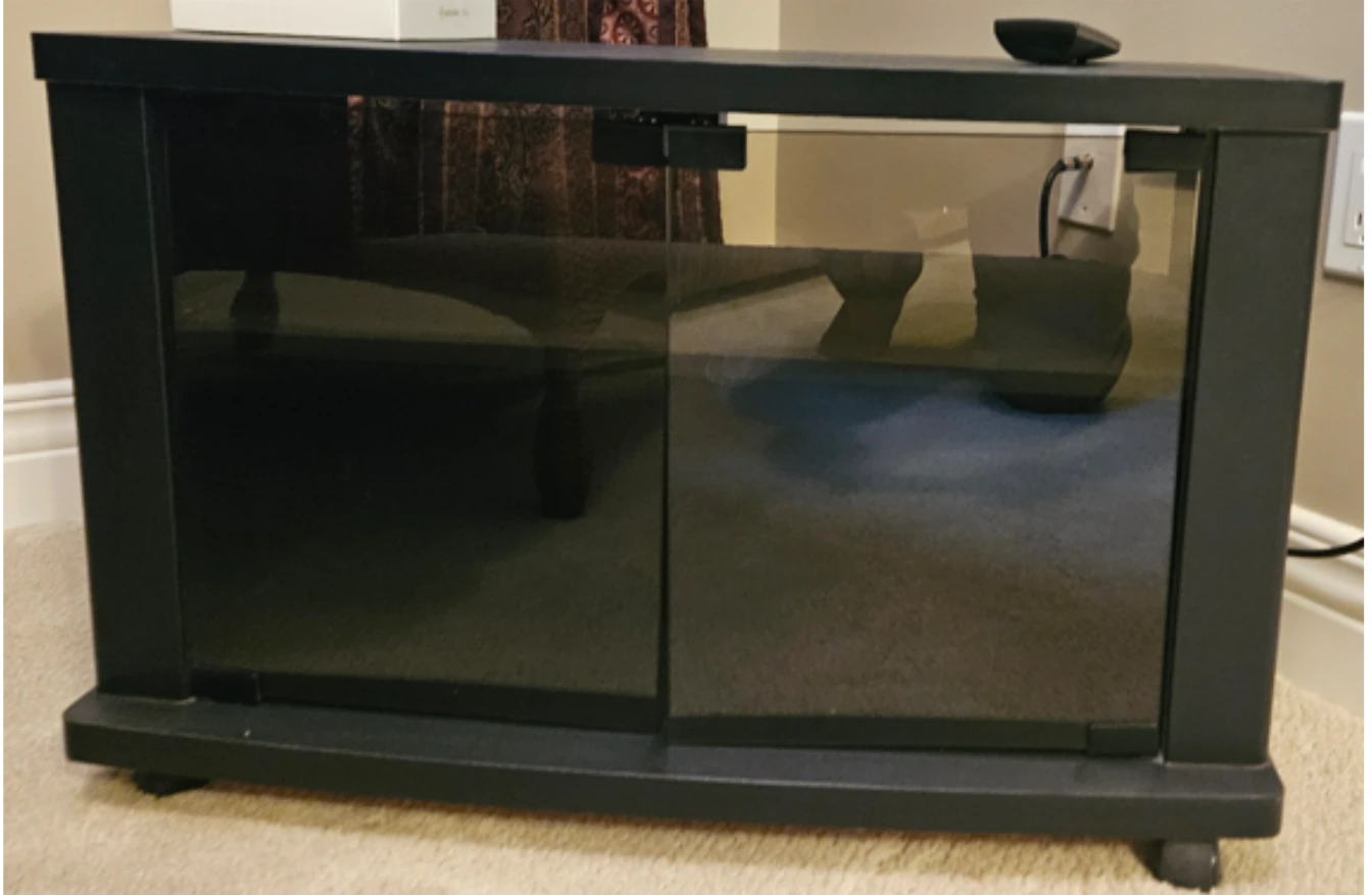 Black TV Stand with Glass Doors