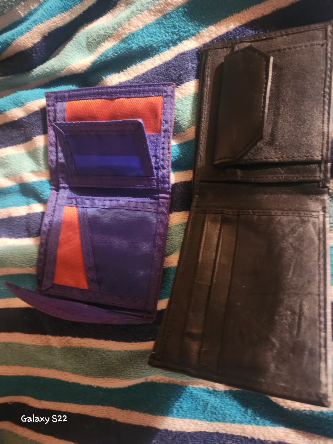 Two Wallets - Black Leather & Mets Blue Fabric - photo 2