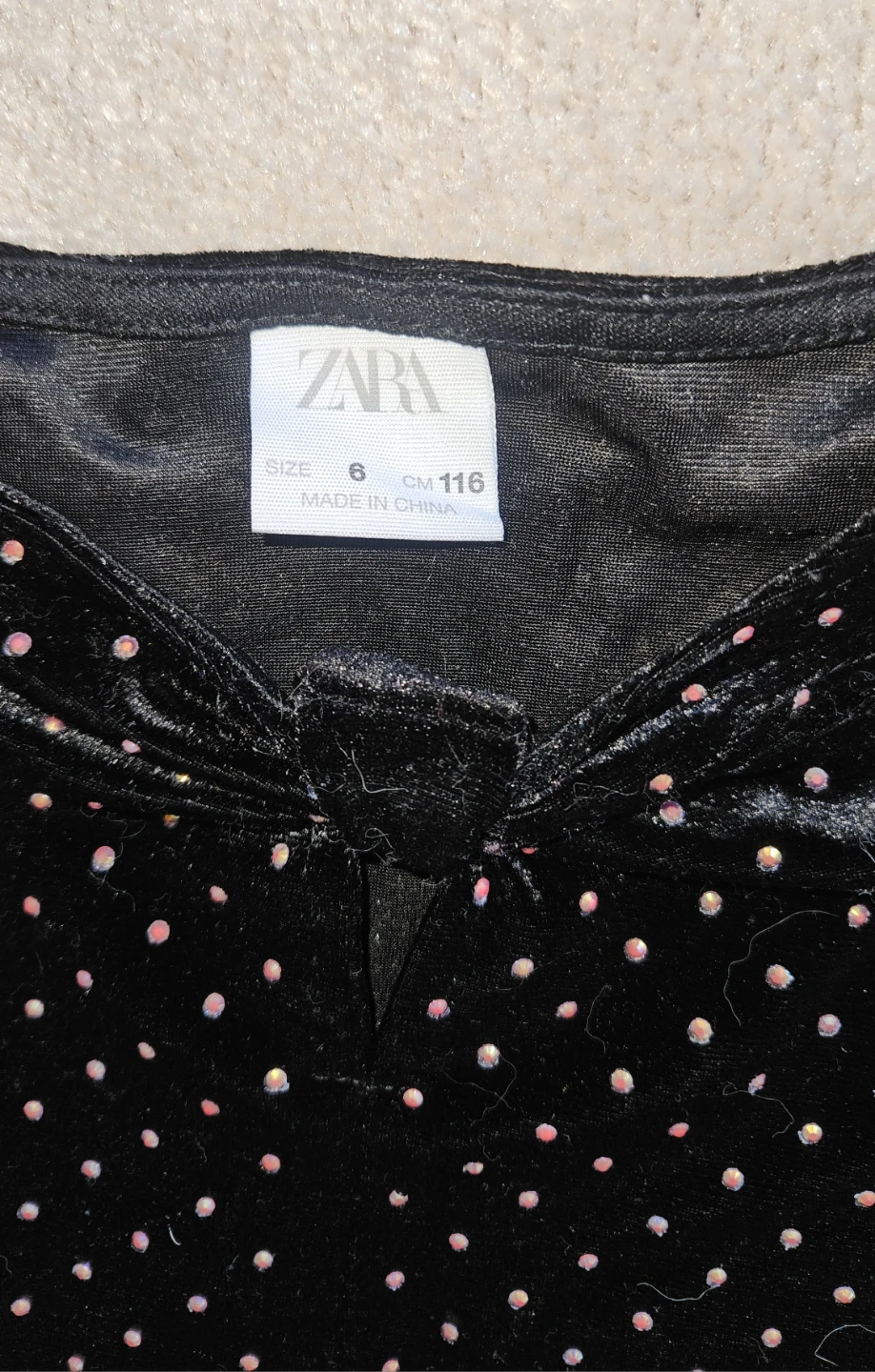 Zara Black Velour Dress with Rhinestones - Size 6 - photo 2