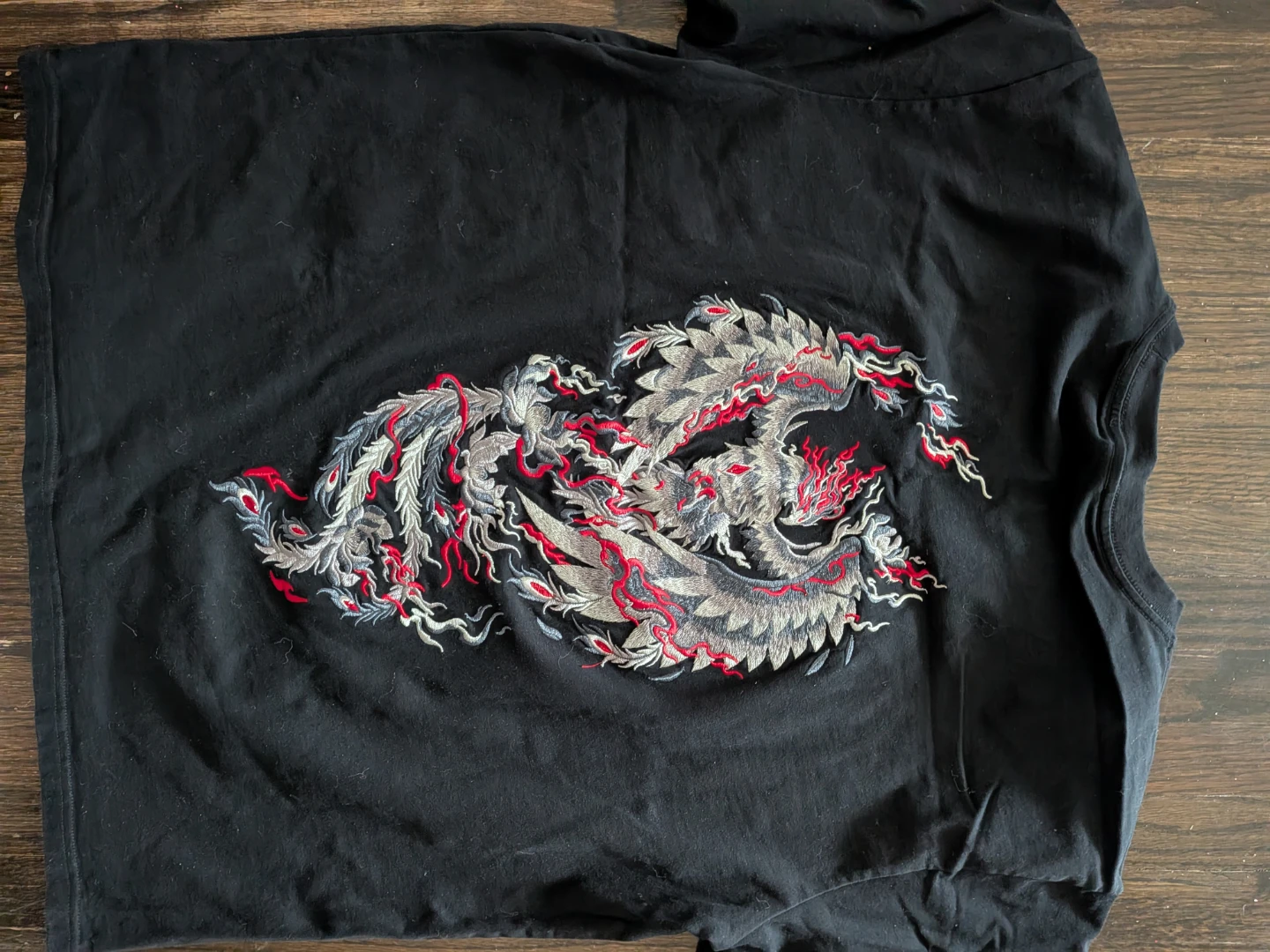 Black Embroidered Phoenix T-Shirt 4XL - photo 2
