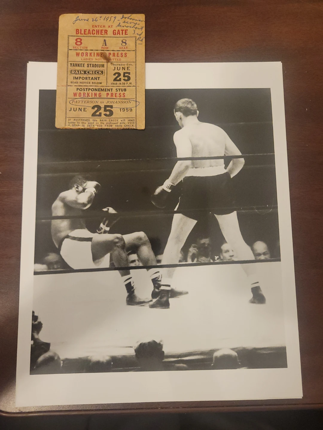 Patterson vs Johansson Ticket Stubs/Phots