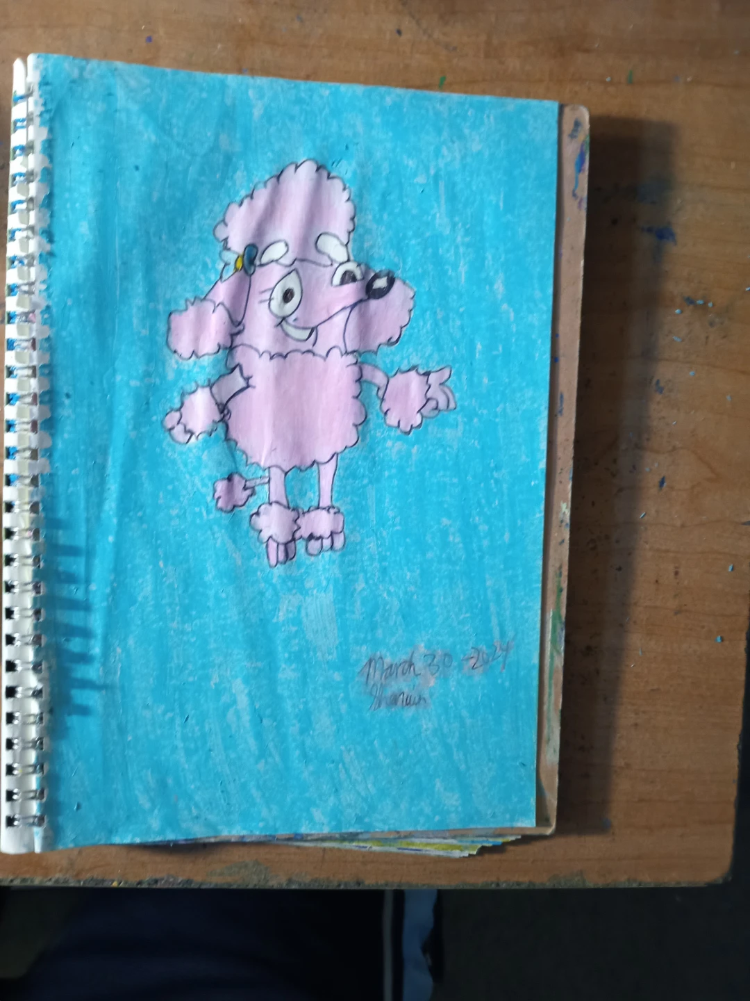 Pink Poodle with Light Blue Background by Custom Artist Sherwin - photo 3