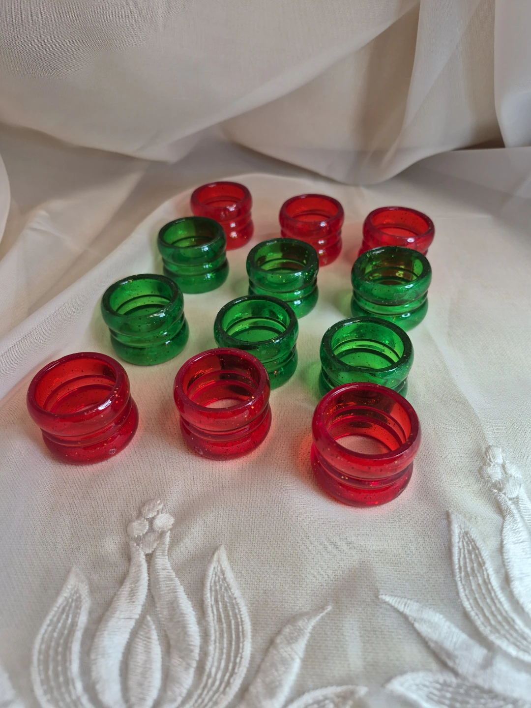 Set of 12 Plastic Christmas Holiday Napkin Rings Decor