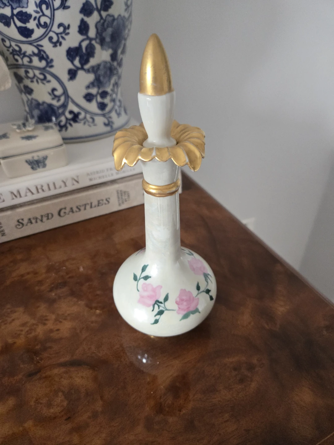 Vintage Decorative Perfume Bottles with Floral Design (Set of 2)