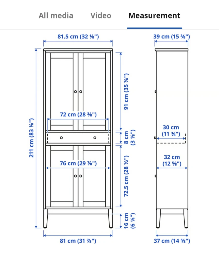 IKEA IDANÄS High Cabinet with Glass Doors - photo 3
