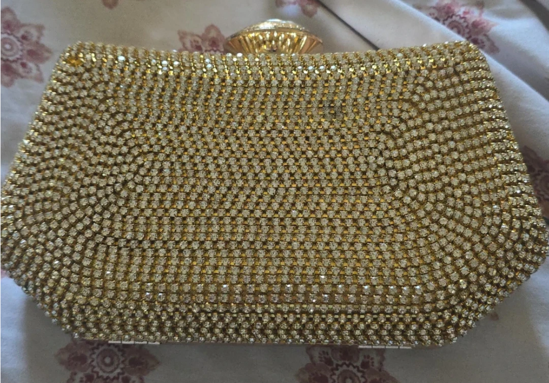 Gold Rhinestone Clutch Evening Bag