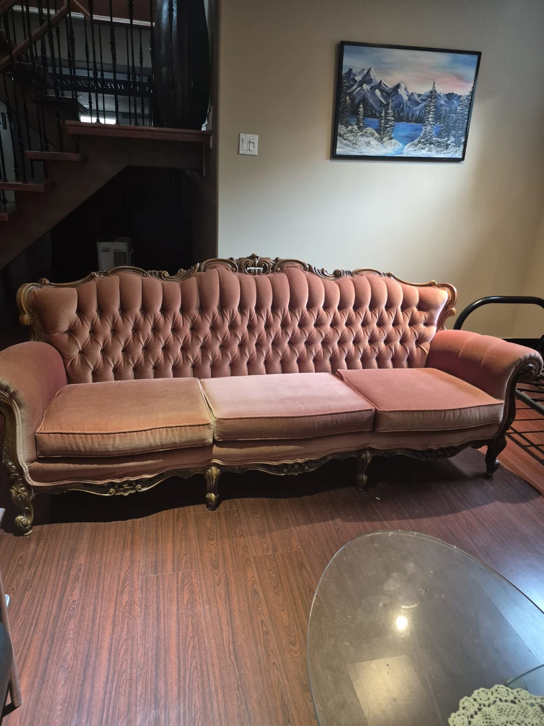 2 peices. A Vintage antique french provincial sofa and arm chair