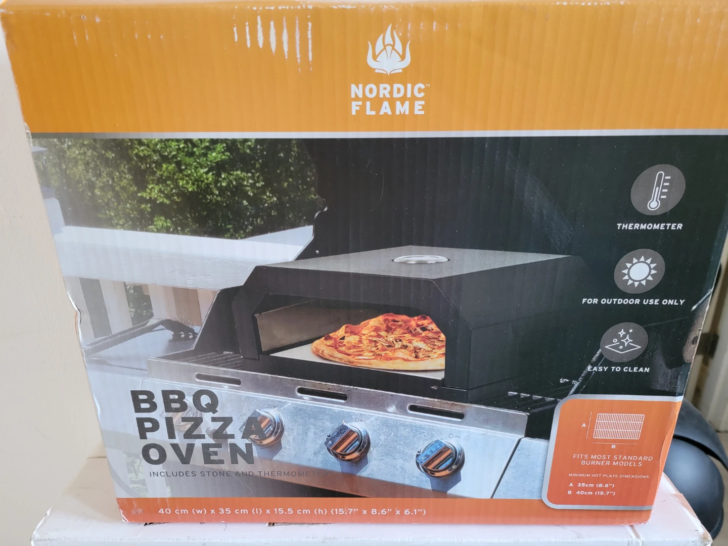 Nordic Flame BBQ Pizza Oven with Stone and Thermometer