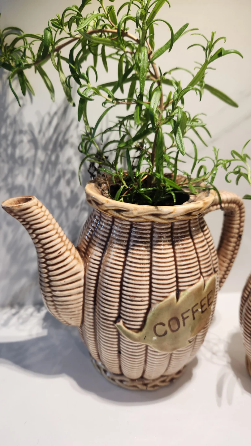 Upcycled 1970s coffee set with plants - photo 2
