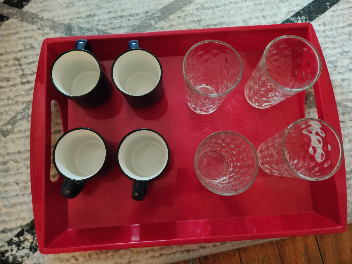 8-Piece Tea/Coffee & Glassware Set with Serving Tray