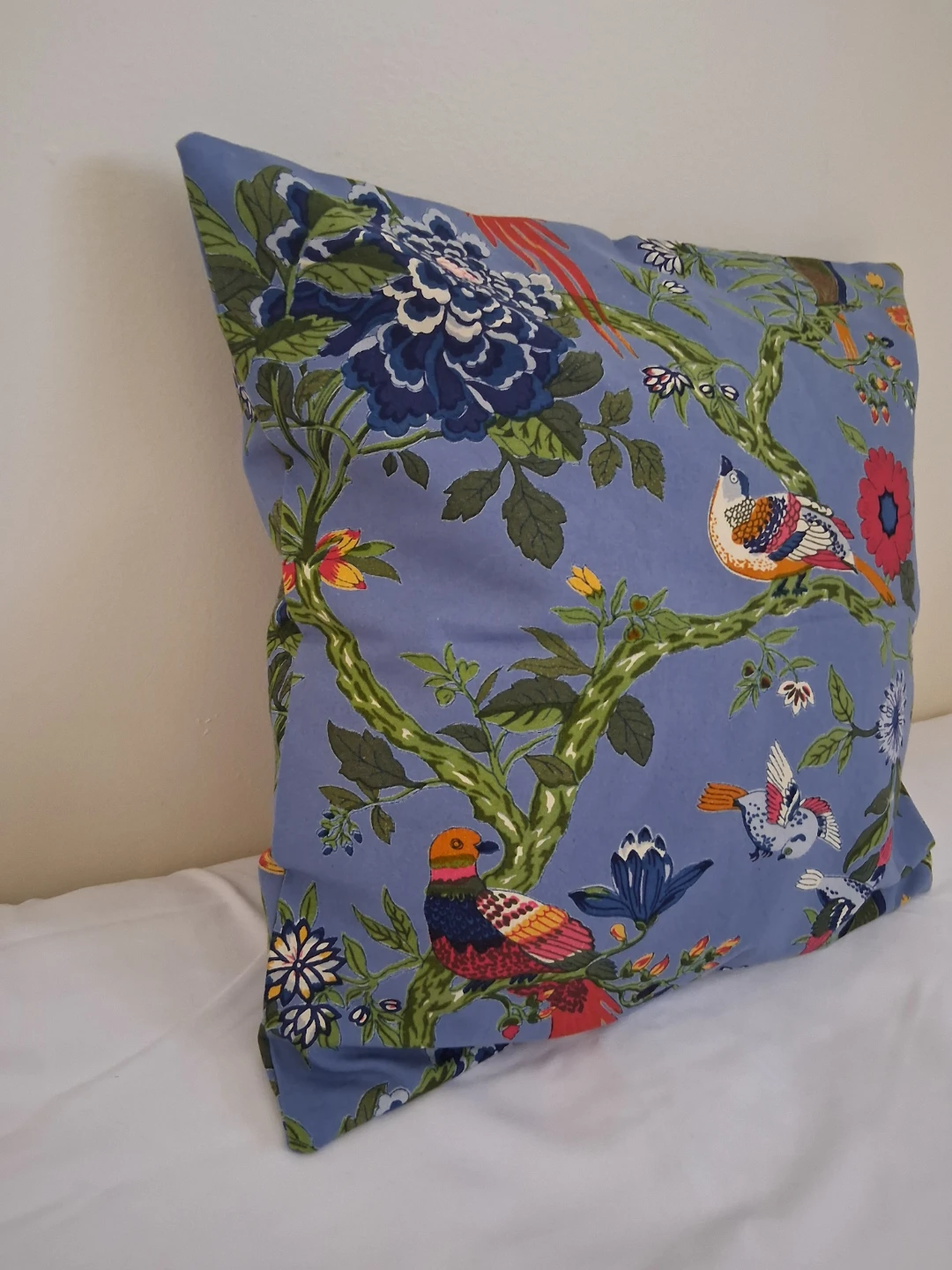 New Decorative Throw Pillow Cover - Blue Floral Bird Pattern - photo 2