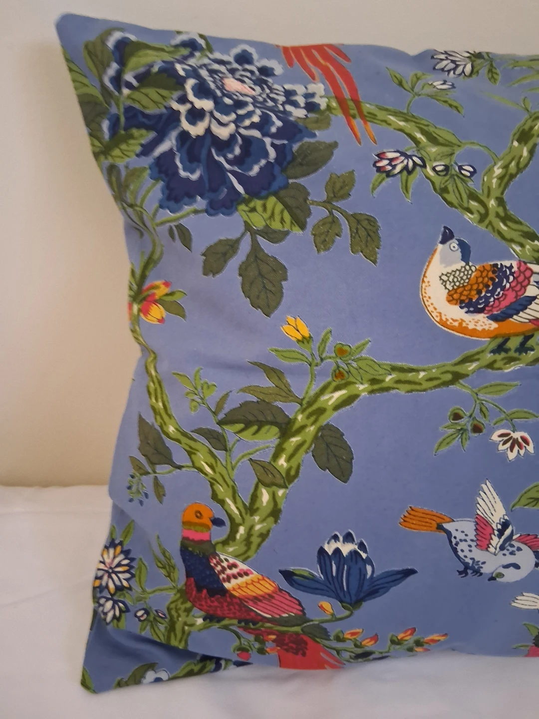 New Decorative Throw Pillow Cover - Blue Floral Bird Pattern - photo 4