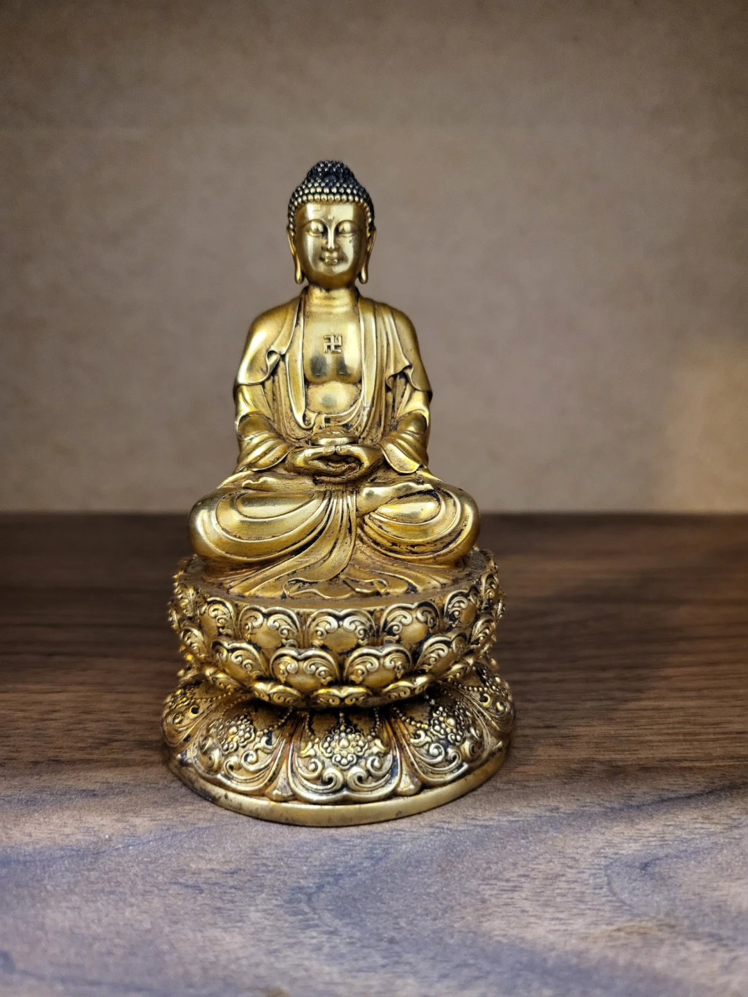 Brass Buddha Statue on Lotus Base