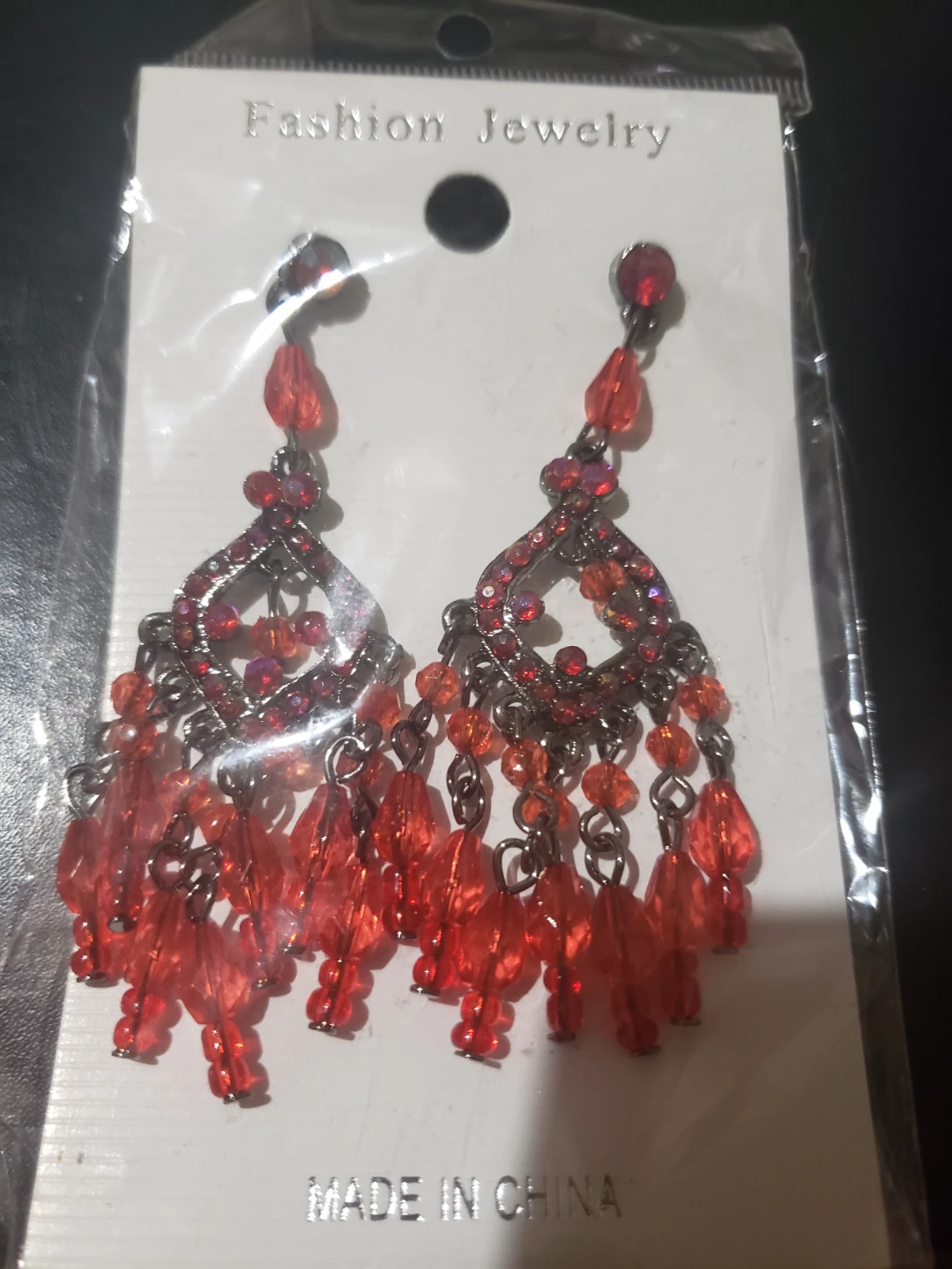 Red Chandelier Fashion Jewelry Earrings