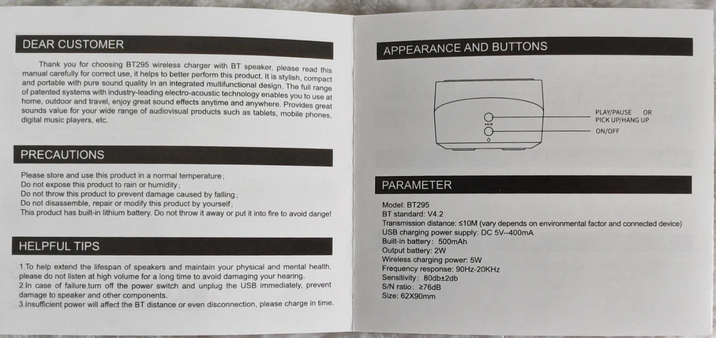 BT295 Wireless Charger + Bluetooth Speaker - photo 2