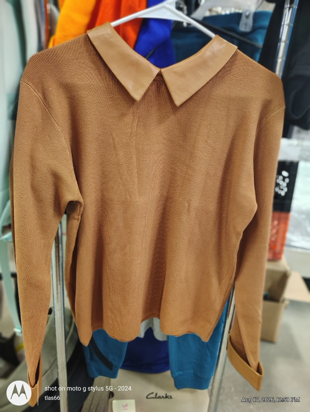 Marshall's Collared Knit Sweater - Size M - Deep Tan - photo 5