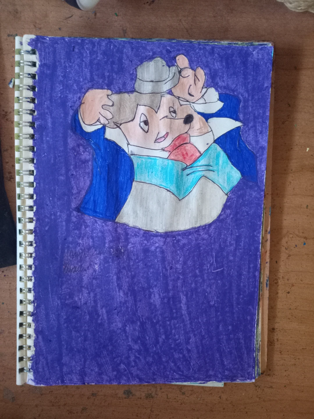 PURPLE BACKGROUND MOUSE DRAWING BY CUSTOM ARTIST SHERWIN - photo 2