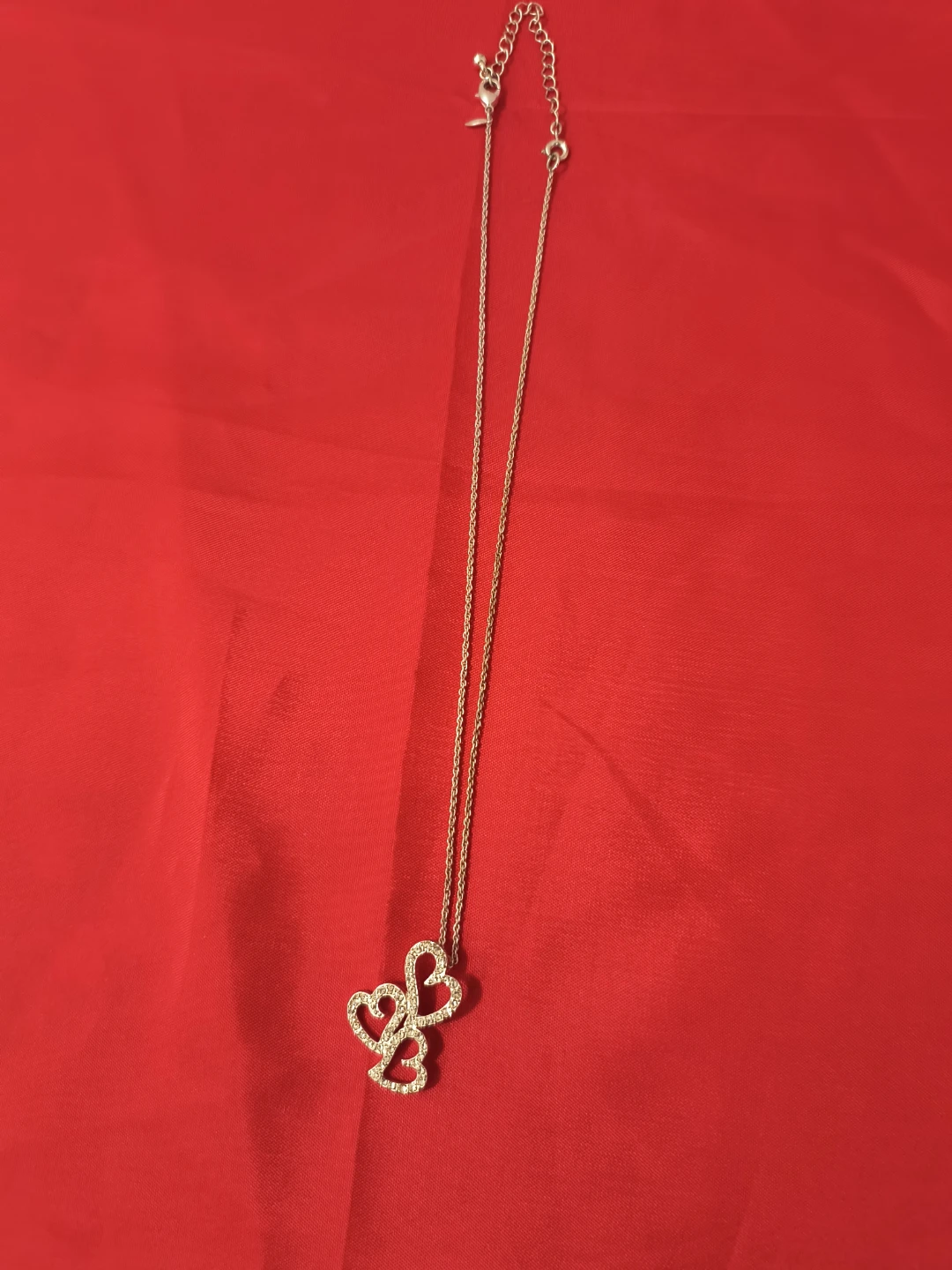 Silver Tone Triple Heart Rhinestone Necklace