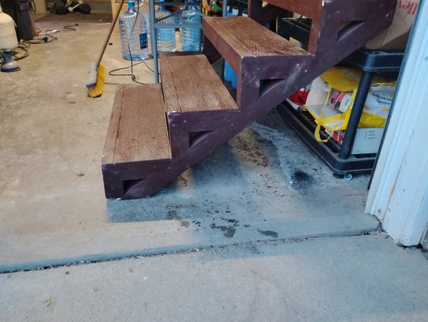 Custom built Dark brown four-step wooden stairs