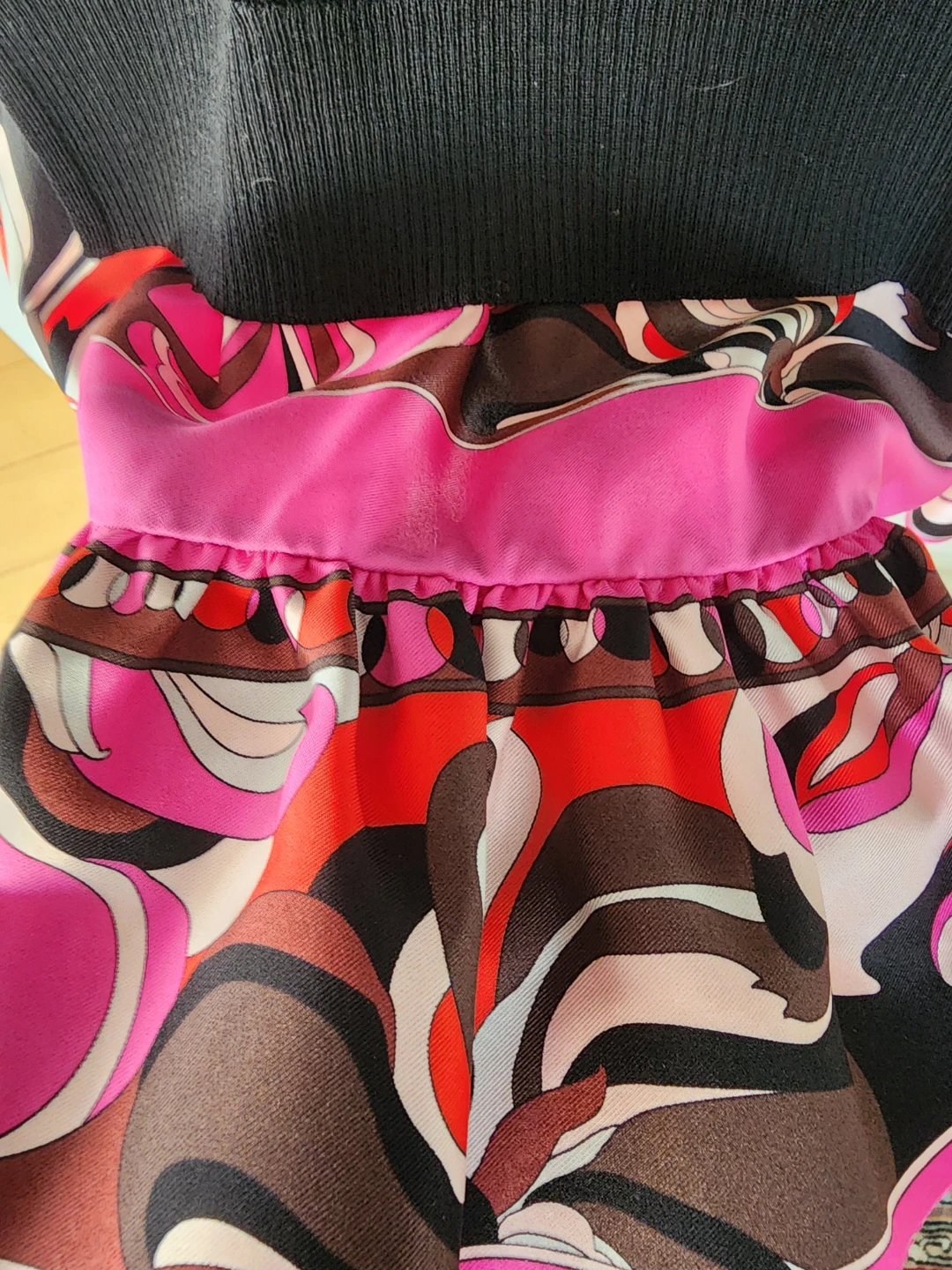 Emilio Pucci Black Knit Dress with Print Skirt - photo 2