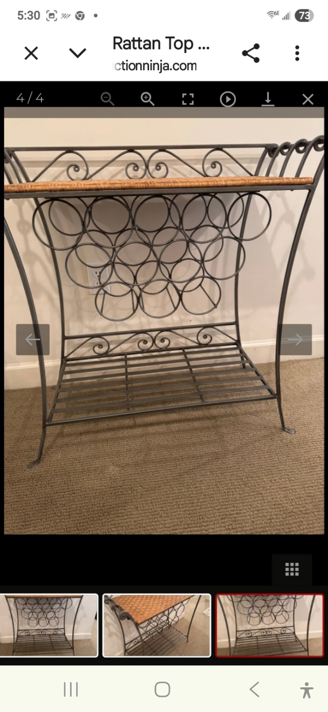 Rattan Top Metal Wine Rack Shelf