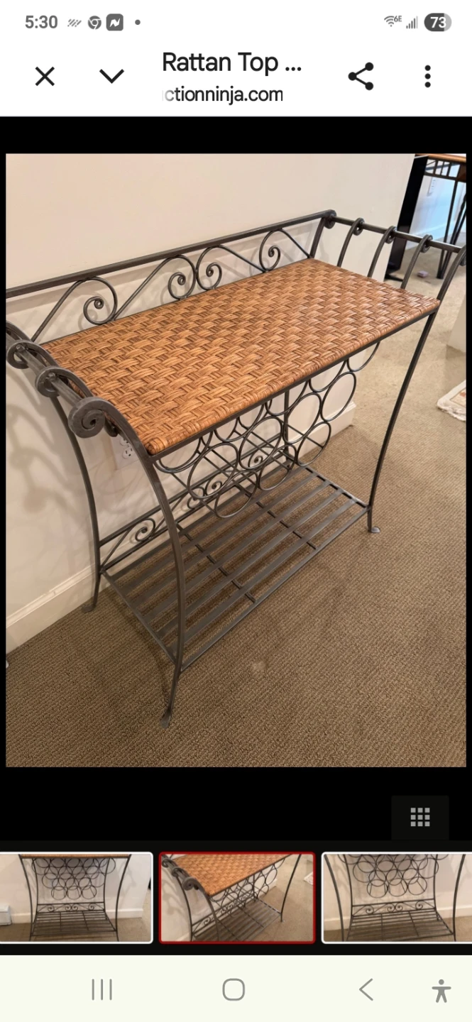 Rattan Top Metal Wine Rack Shelf - photo 3