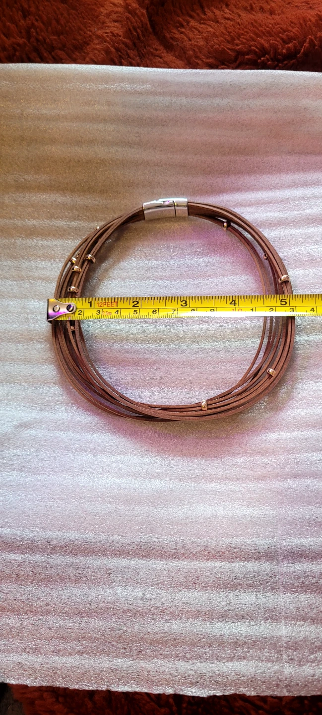 Layered Leather Bracelet with Magnetic Clasp - photo 2