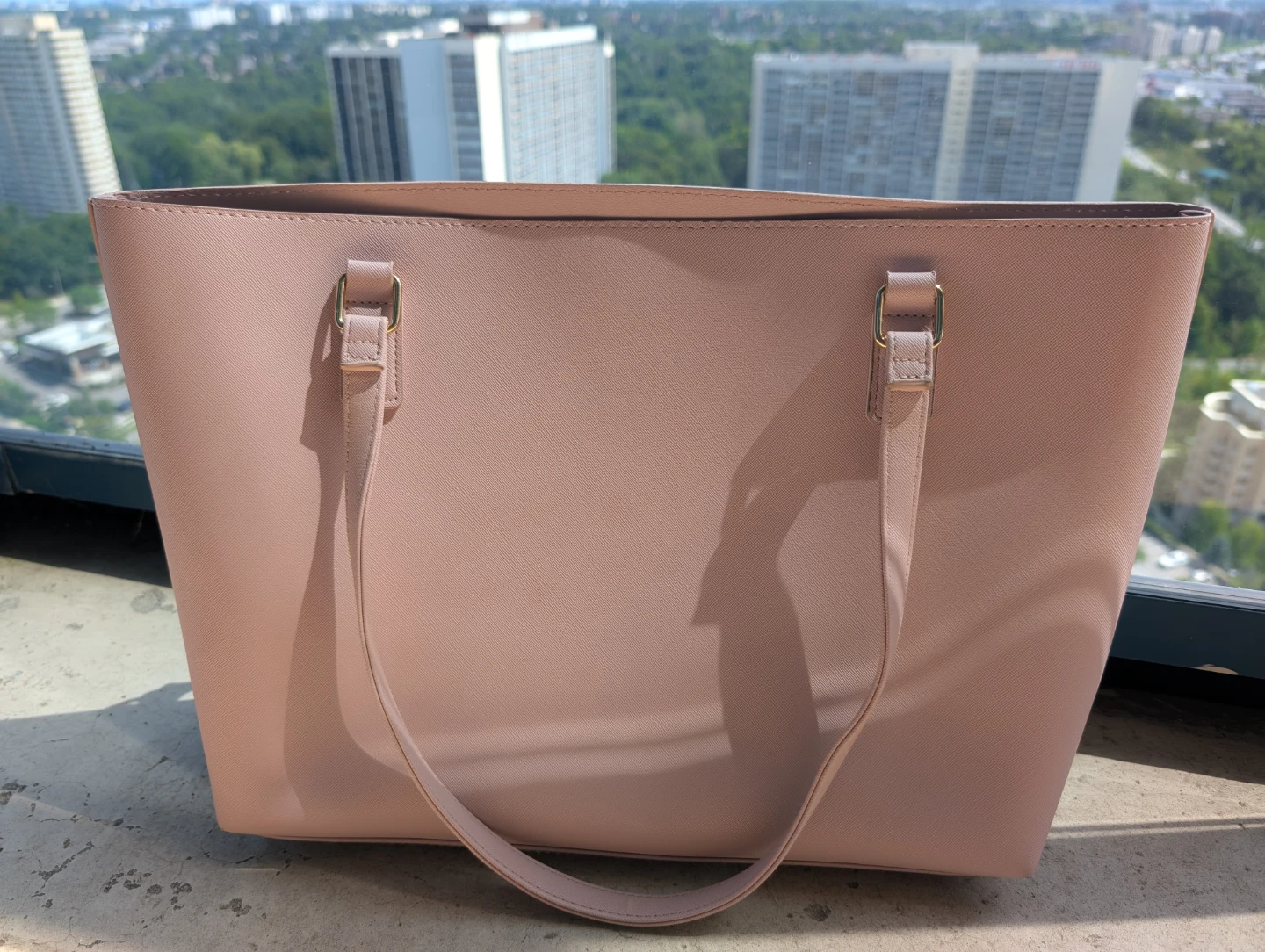 Blush Pink Faux Leather Tote Bag