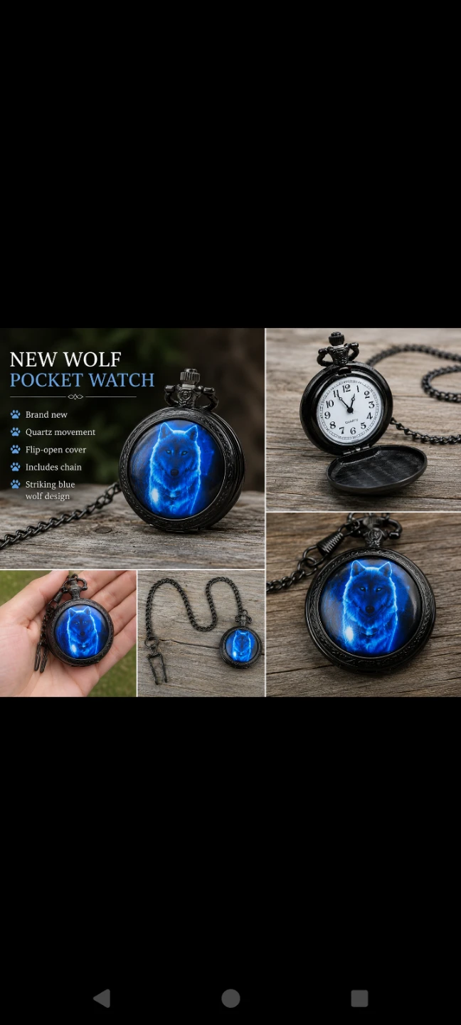 🐺New Wolf Pocket Watch with Chain