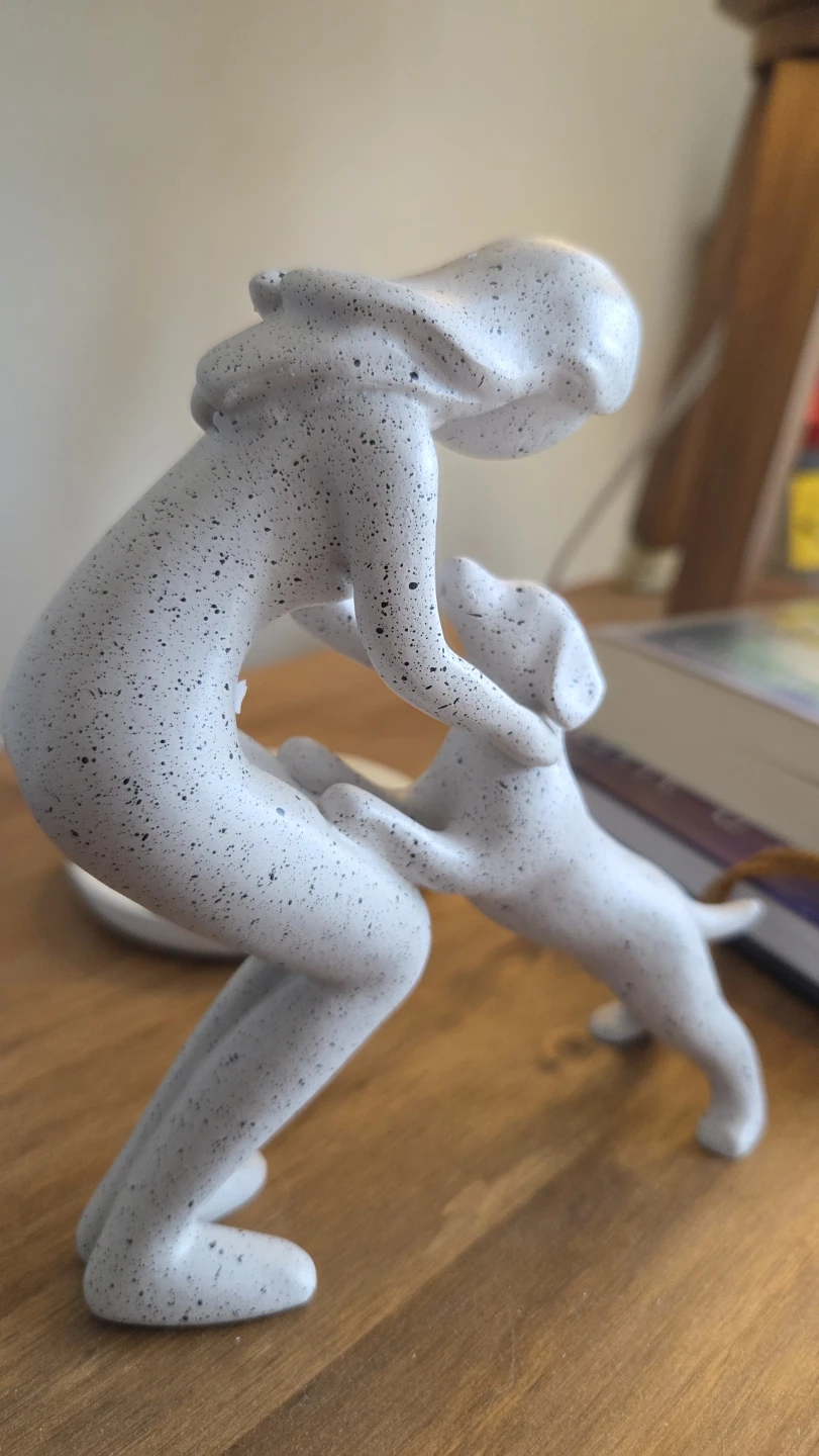 Woman & Dog Sandstone Statue *new - photo 2