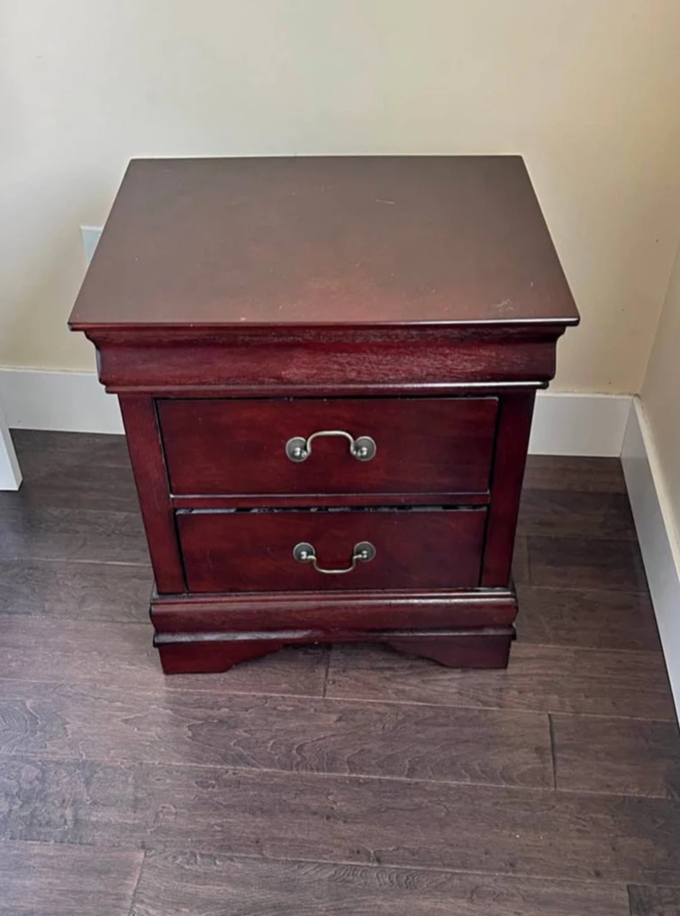 Cherry Sleigh Bed Frame & Matching 2-Drawer Nightstand (Queen) - photo 3