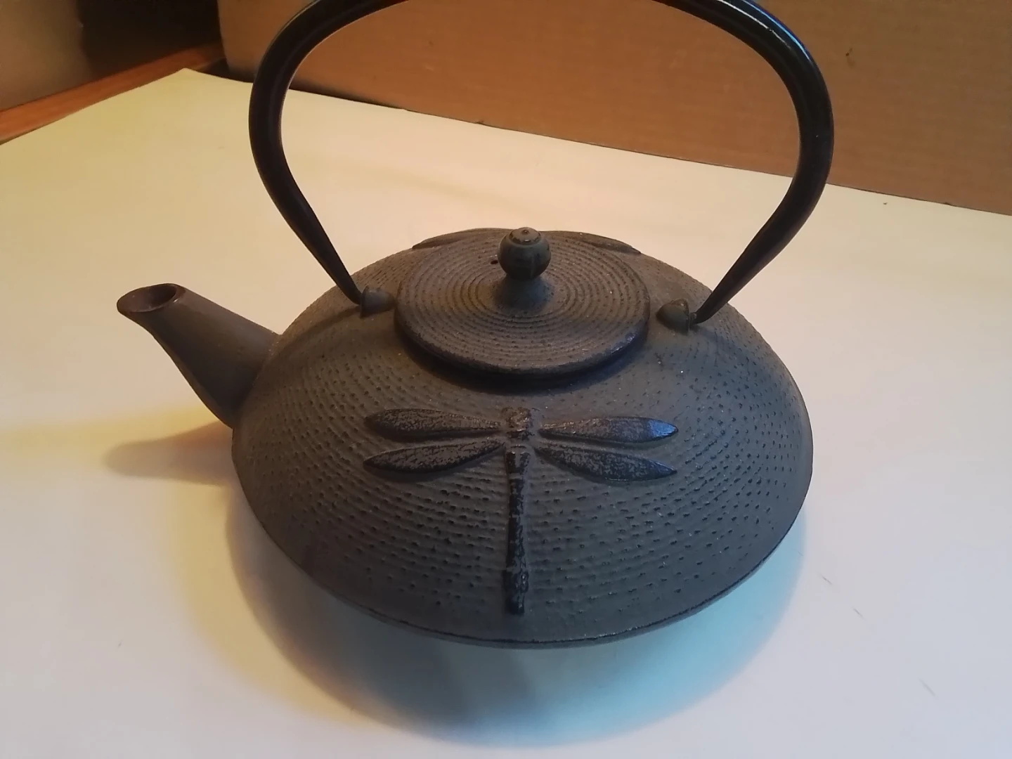 Cast Iron Teapot with Dragonfly Design
