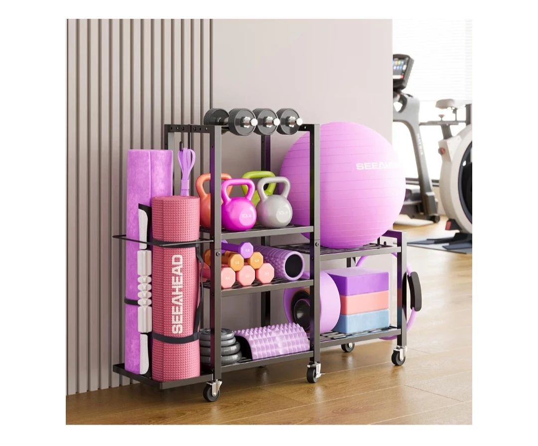 3-Tier Rolling Exercise Equipment Storage Rack - photo 4