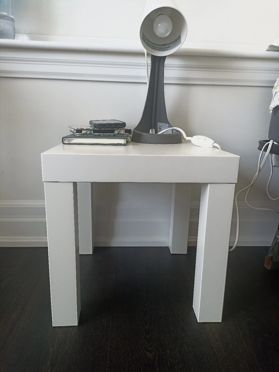 White IKEA Side Table with lamp and bulb - photo 5