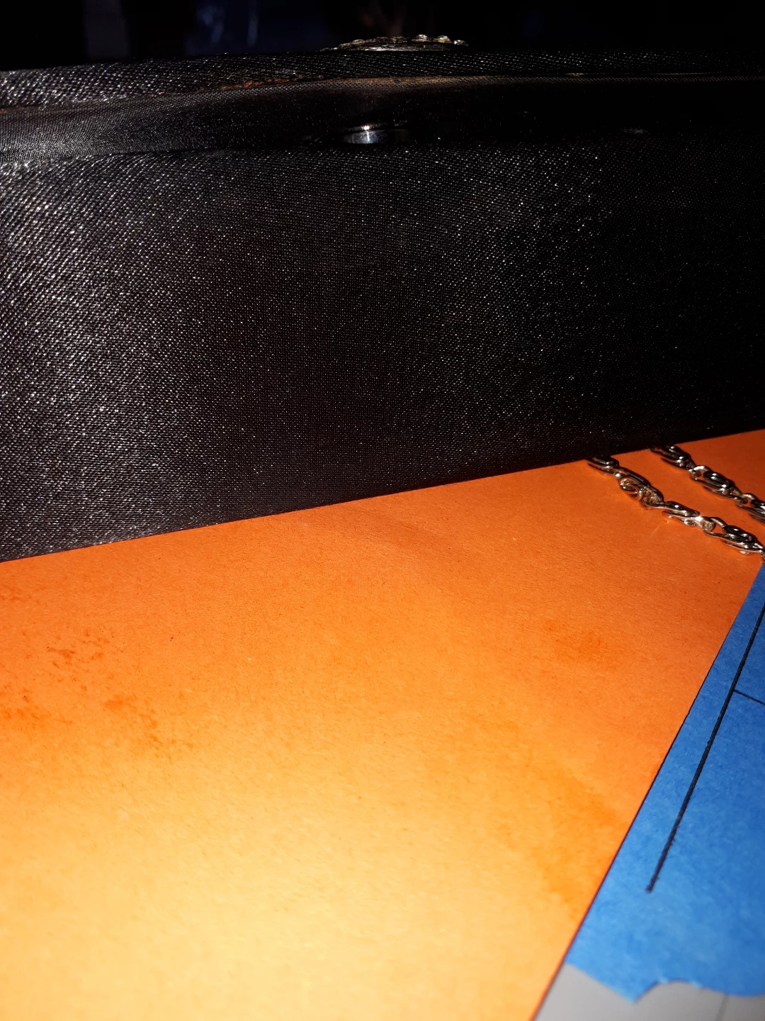 Black Pleated Clutch with Rhinestone Accent - photo 5