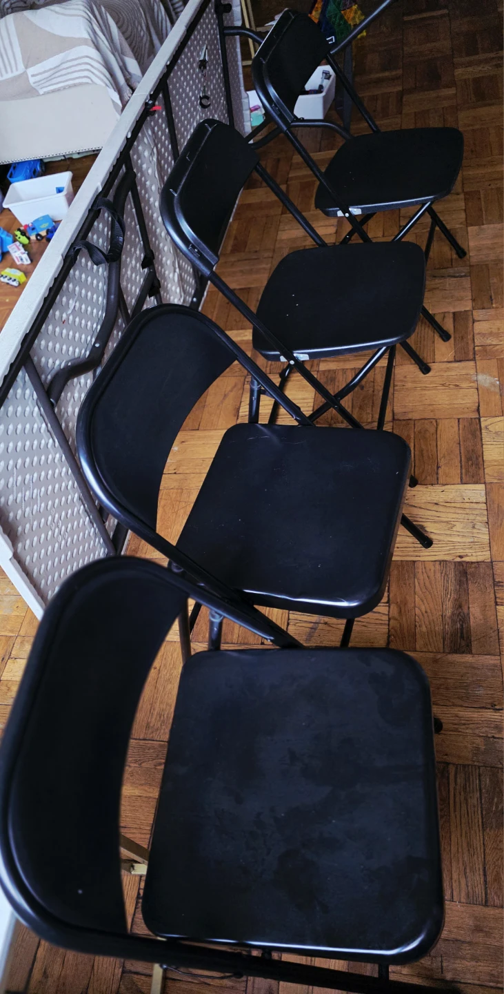 Set of 8 Black Folding Chairs - photo 4