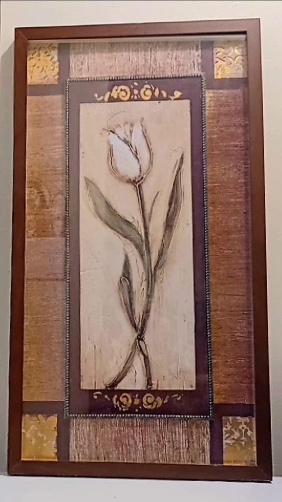 Vtg White Tulip Wall Art Pair - photo 2