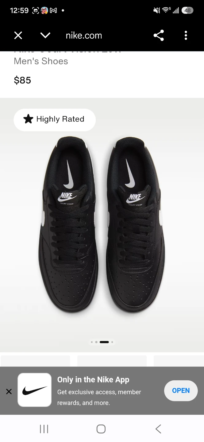 Nike Court Vision Low Men's Sneakers Black White Size 10 - photo 2