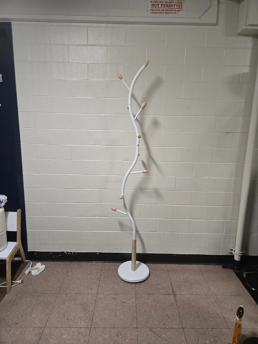 Modern Tree Coat Rack - White Metal & Wood Stand - photo 2