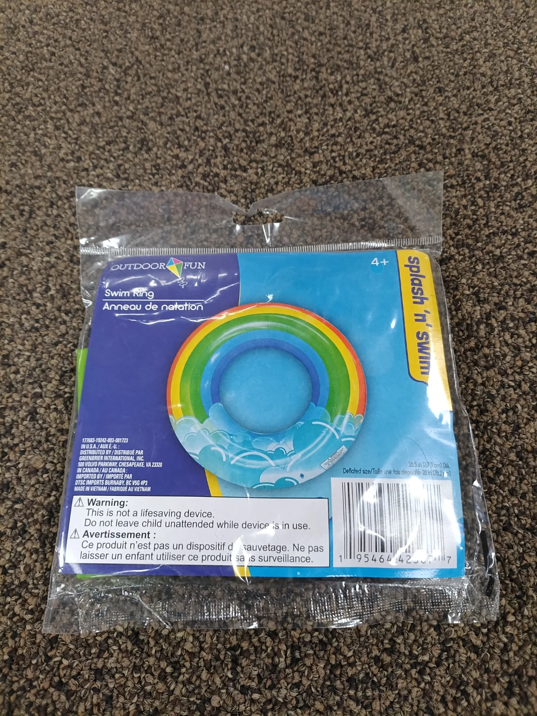 Splash ’n Swim Inflatable Rainbow Swim Ring