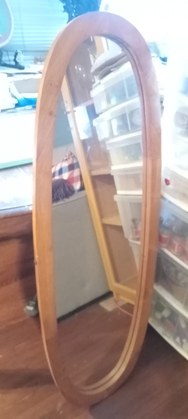 Oval Wood Framed Mirror