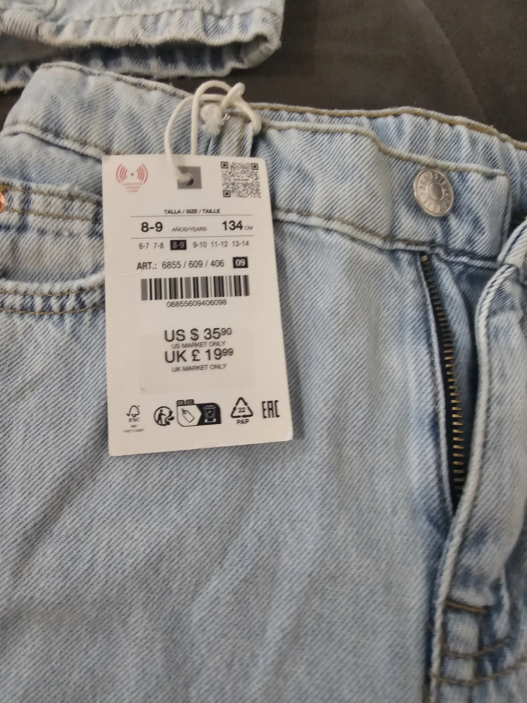 2 Zara Kids Light Wash Denim Jeans