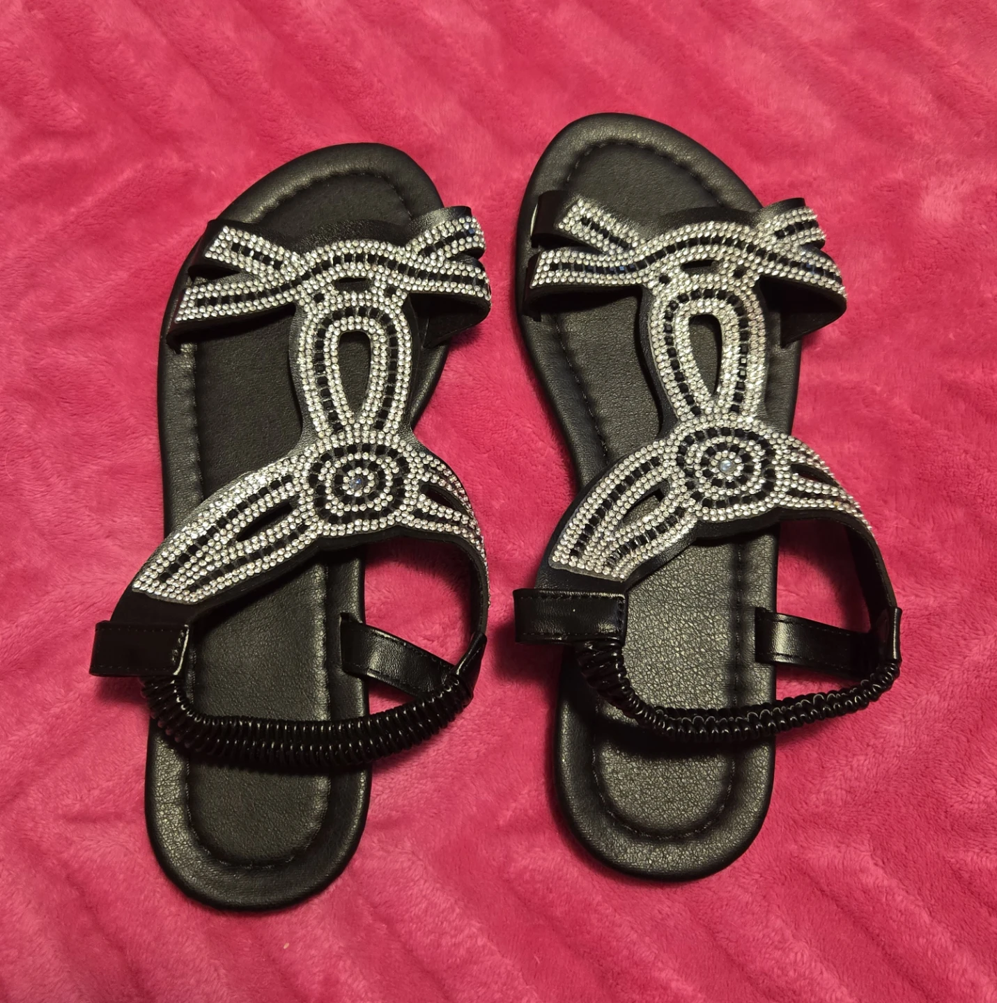 Black & Silver Beautiful Flat Sandals