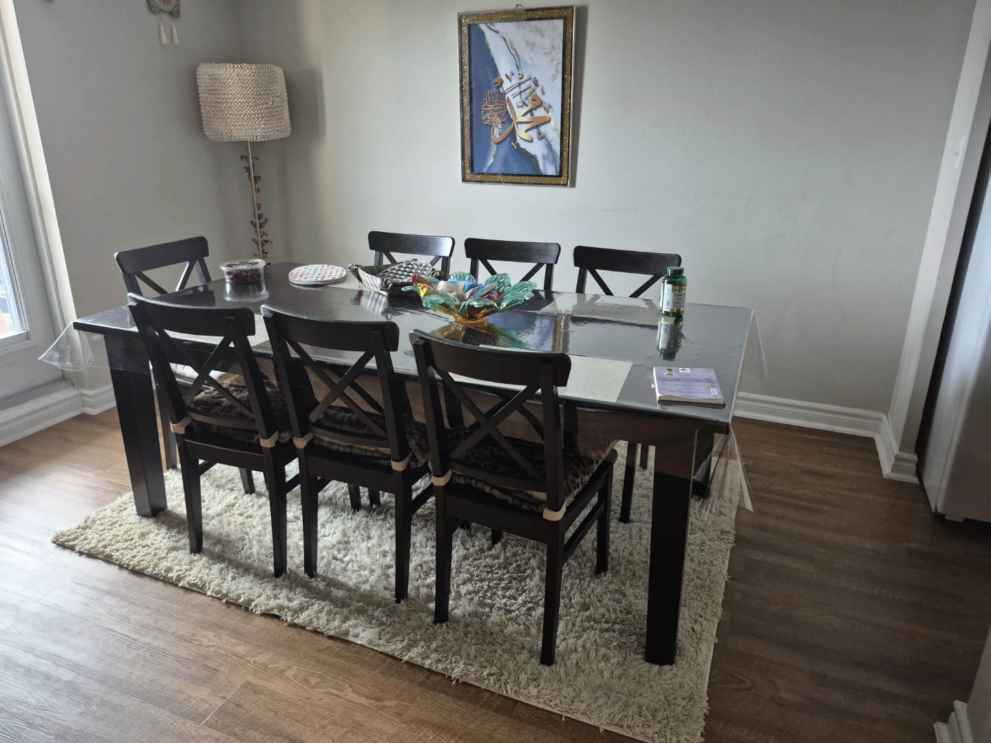 Dark Wood Dining Table with 6 Chairs